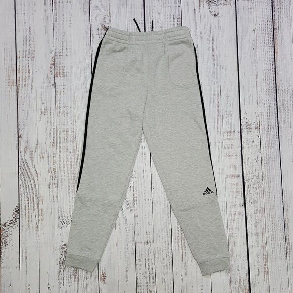 Adidas Grey with Black Stripes Casual Athleisure Cuffed Jogger Sweatpants - Picture 1 of 7